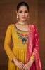 Mustard & Pink Designer Embroidered Georgette Palazzo Suit-Saira's Boutique