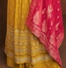 Mustard & Pink Designer Embroidered Georgette Palazzo Suit-Saira's Boutique