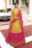 Mustard & Pink Designer Embroidered Net Kurti Style Lehenga-Saira's Boutique