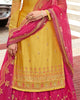 Mustard & Pink Designer Embroidered Net Kurti Style Lehenga-Saira's Boutique