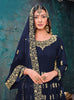 Navy Blue Designer Embroidered Georgette Anarkali Suit-Saira's Boutique