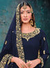 Navy Blue Designer Embroidered Georgette Anarkali Suit-Saira's Boutique