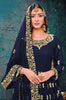 Navy Blue Designer Embroidered Georgette Anarkali Suit-Saira's Boutique