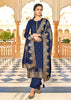 Navy Blue Designer Embroidered Jacquard Party Wear Pant Suit-Saira's Boutique