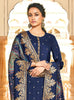 Navy Blue Designer Embroidered Jacquard Party Wear Pant Suit-Saira's Boutique