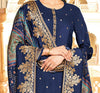 Navy Blue Designer Embroidered Jacquard Party Wear Pant Suit-Saira's Boutique