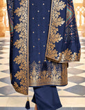 Navy Blue Designer Embroidered Jacquard Party Wear Pant Suit-Saira's Boutique