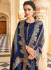Navy Blue Designer Embroidered Jacquard Party Wear Pant Suit-Saira's Boutique