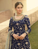 Navy Blue Designer Embroidered Jacquard Wedding Palazzo Suit-Saira's Boutique