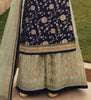 Navy Blue Designer Embroidered Jacquard Wedding Palazzo Suit-Saira's Boutique