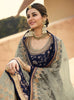 Navy Blue Designer Embroidered Jacquard Wedding Palazzo Suit-Saira's Boutique
