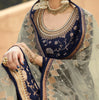 Navy Blue Designer Embroidered Jacquard Wedding Palazzo Suit-Saira's Boutique