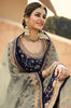 Navy Blue Designer Embroidered Jacquard Wedding Palazzo Suit-Saira's Boutique