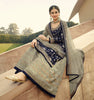 Navy Blue Designer Embroidered Jacquard Wedding Palazzo Suit-Saira's Boutique