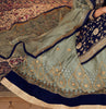 Navy Blue & Sage Gray Designer Embroidered Kurti Style Lehenga-Saira's Boutique