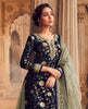 Navy Blue & Sage Gray Designer Embroidered Kurti Style Lehenga-Saira's Boutique