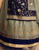 Navy Blue & Sage Gray Designer Embroidered Kurti Style Lehenga-Saira's Boutique
