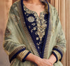 Navy Blue & Sage Gray Designer Embroidered Kurti Style Lehenga-Saira's Boutique