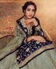 Navy Blue & Sage Gray Designer Embroidered Kurti Style Lehenga-Saira's Boutique