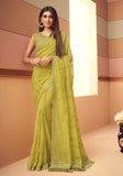 Old Gold Designer Embroidered Silk Wedding Saree-Saira's Boutique