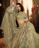 Olive Green Designer Heavy Embroidered Net Wedding & Bridal Lehenga-Saira's Boutique