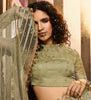 Olive Green Designer Heavy Embroidered Net Wedding & Bridal Lehenga-Saira's Boutique