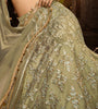 Olive Green Designer Heavy Embroidered Net Wedding & Bridal Lehenga-Saira's Boutique