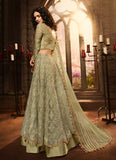 Olive Green Designer Heavy Embroidered Net Wedding & Bridal Lehenga-Saira's Boutique