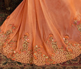 Orange Designer Embroidered Viscose Tissue Party Wear Saree-Saira's Boutique