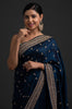 Oxford Blue Designer Embroidered Silk Wedding Saree-Saira's Boutique