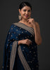 Oxford Blue Designer Embroidered Silk Wedding Saree-Saira's Boutique