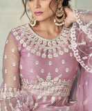 Pale Lavender Designer Embroidered Lehenga Style Anarkali Suit-Saira's Boutique