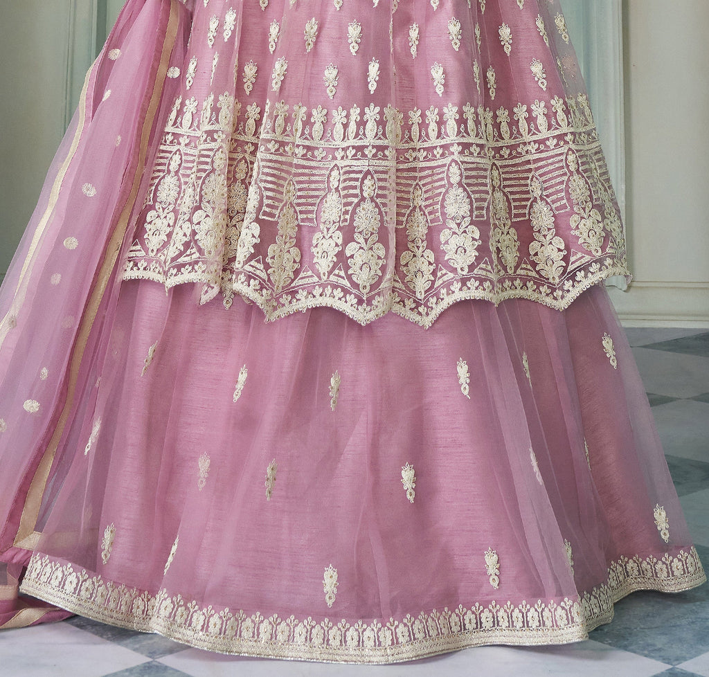 Pale Lavender Designer Embroidered Lehenga Style Anarkali Suit-Saira's Boutique