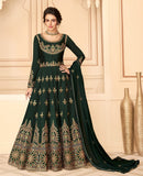 Palm Green Designer Embroidered Floor Length Silk Anarkali Suit-Saira's Boutique