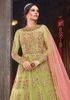 Parrot Green & Pink Designer Heavy Embroidered Bridal Anarkali Gown-Saira's Boutique