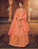 Peach Orange Designer Embroidered Kurti Style Lehenga-Saira's Boutique