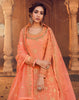 Peach Orange Designer Embroidered Kurti Style Lehenga-Saira's Boutique