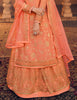 Peach Orange Designer Embroidered Kurti Style Lehenga-Saira's Boutique