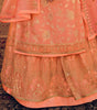 Peach Orange Designer Embroidered Kurti Style Lehenga-Saira's Boutique
