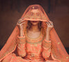 Peach Orange Designer Embroidered Kurti Style Lehenga-Saira's Boutique
