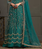 Peacock Blue Designer Heavy Embroidered Wedding Anarkali Gown-Saira's Boutique
