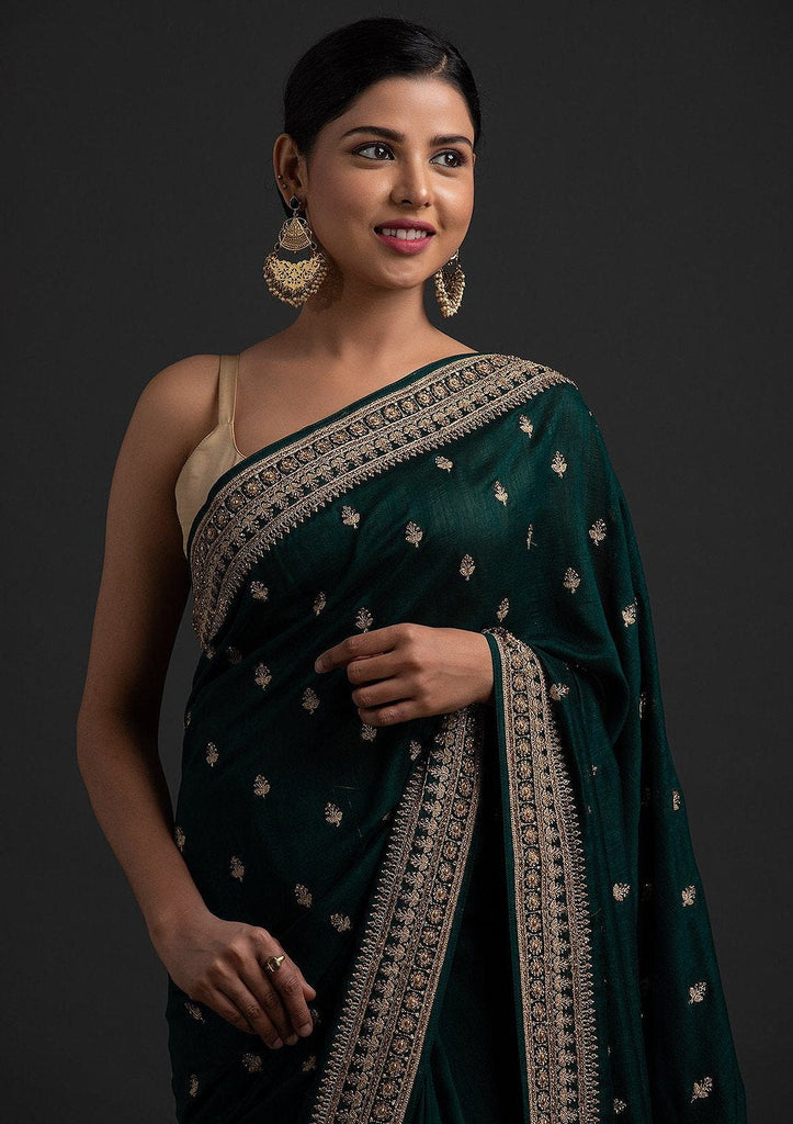 Soft Silk Saree in Green With Rich Pallu - silk sarees online - gnp005405