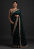 Peacock Green Designer Embroidered Silk Wedding Saree-Saira's Boutique