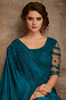 Peacock Blue Designer Embroidered Silk Party Wear Saree-Saira's Boutique