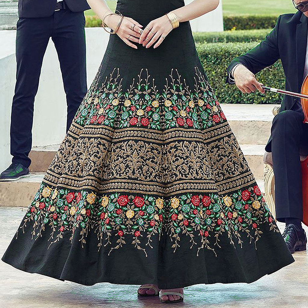 Buy Grey indo western designer lehenga Online From Wholesalez.