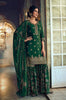 Pine Green Designer Embroidered Silk Wedding Gharara Suit-Saira's Boutique