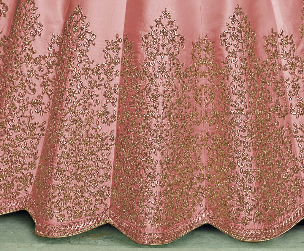 Pink Designer Embroidered Satin Silk Anarkali Gown | Saira's Boutique