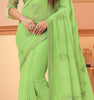 Pista Green Designer Embroidered Silk Party Wear Saree-Saira's Boutique