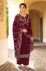 Plum Wine Designer Embroidered Party Wear Pant Suit-Saira's Boutique