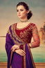 Purple & Maroon Designer Embroidered Silk Party Wear Saree-Saira's Boutique